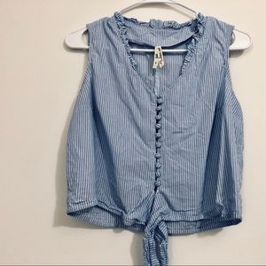 FRANCESCAS// button detailed blue tank